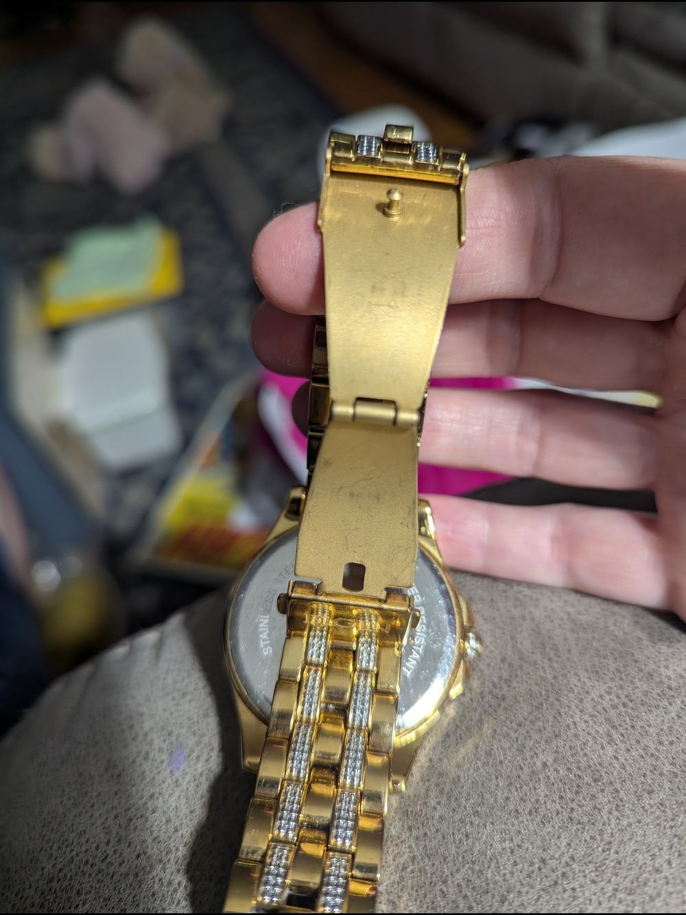 Gent's Gold & Crystal Skeleton Dial Watch by Elgin - Picture 5 of 13